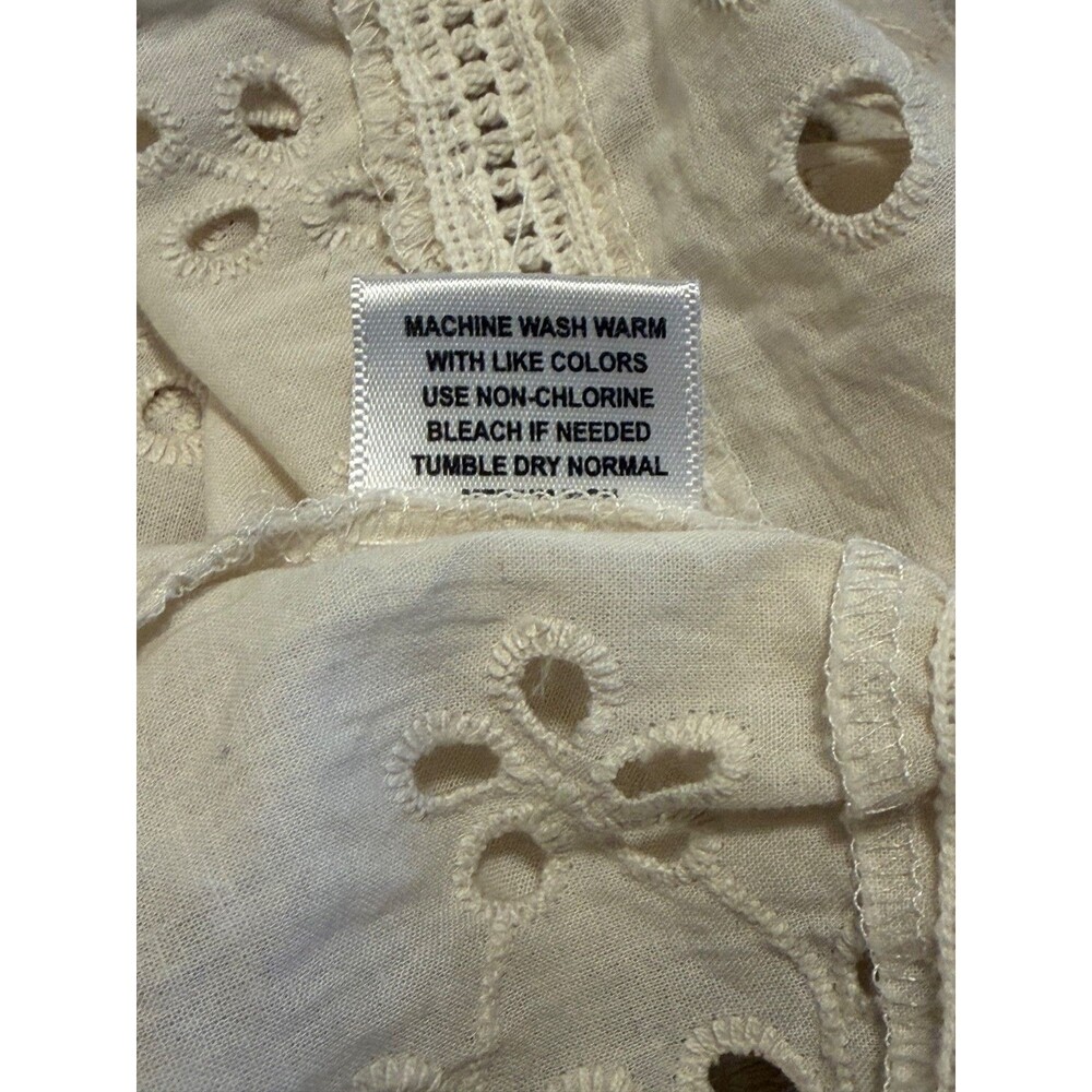 Jennifer & Grace Womens S Ivory 100% Cotton Eyelet Embroidered Peasant Blouse - Picture 8 of 9